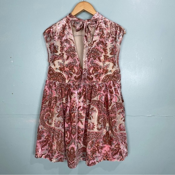 Free People All the Time Paisley Velvet Floral Mini Dress - Picture 3 of 5